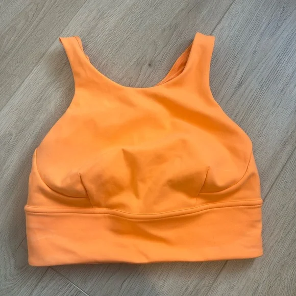 NWT Lululemon Wunder Train Long Line Bra Orange Size 6 C/D Cup Athletic Racer - Picture 2 of 9